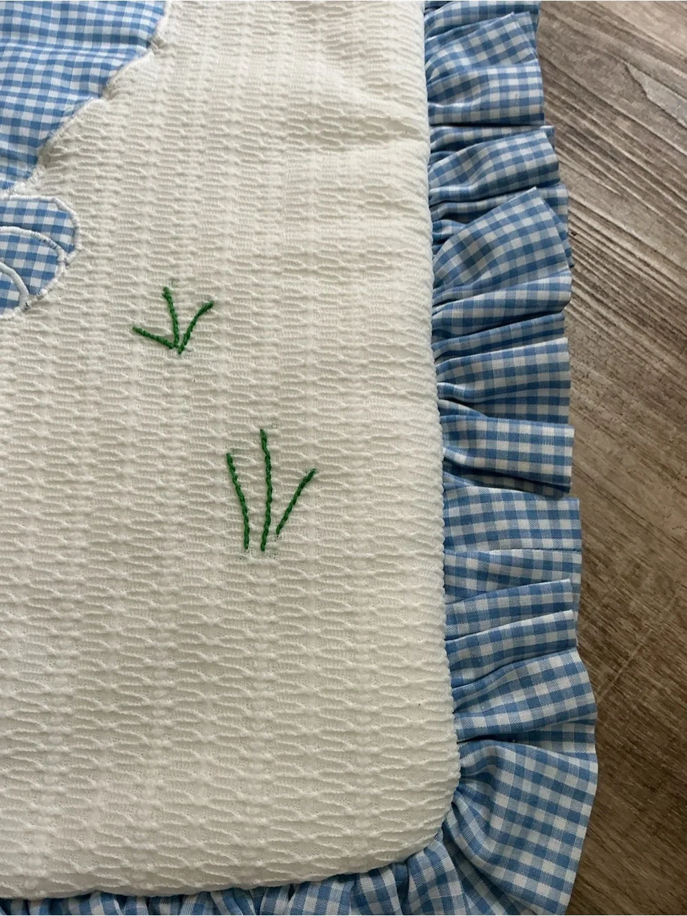 Blue Gingham Bunny Appliqué Baby Quilt adorable handmade 22x24